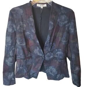89th + Madison Black Subtle Brocade-Lite Floral Blazer Jacket, Medium